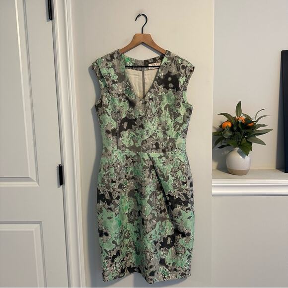 Lela Rose Blue Green Jacquard Printed Mini Dress Small - Picture 10 of 12